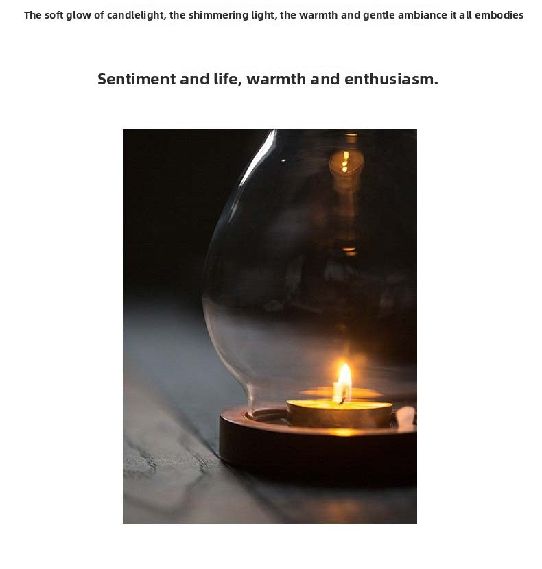 zensoullab Zen Candle Holder Windproof Glass Lampshade Chinese Retro Style Home Aromatherapy Wax Light Tea Room Decorative Ornament