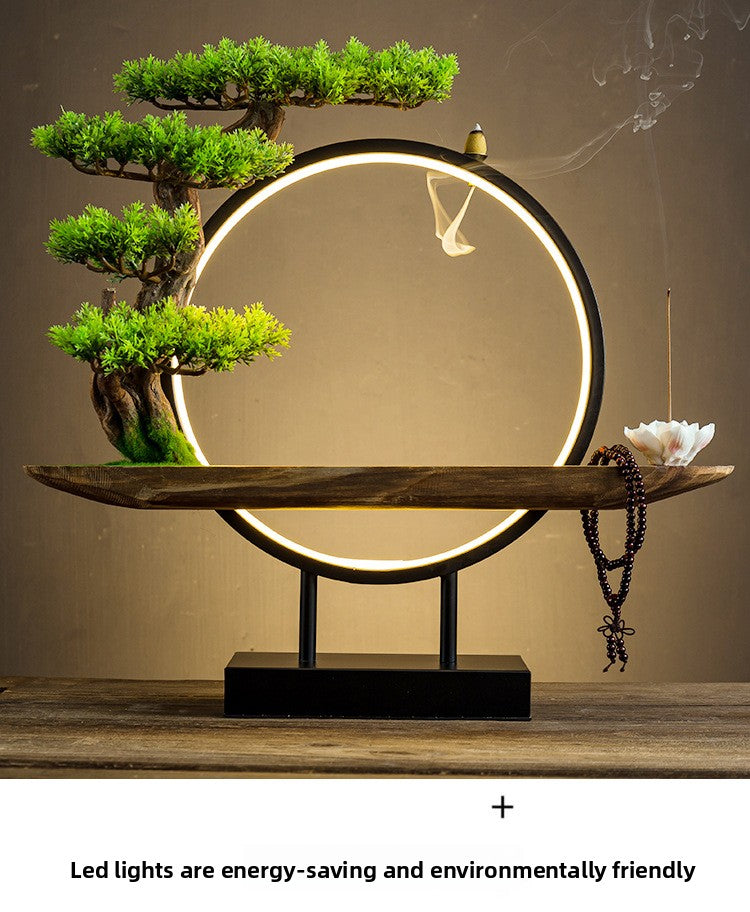 zensoullabled Lamp Circle Base Zen Backflow Incense Burner Chinese Style Home Entrance Decoration Office Tea Room Aromatherapy Burner Household