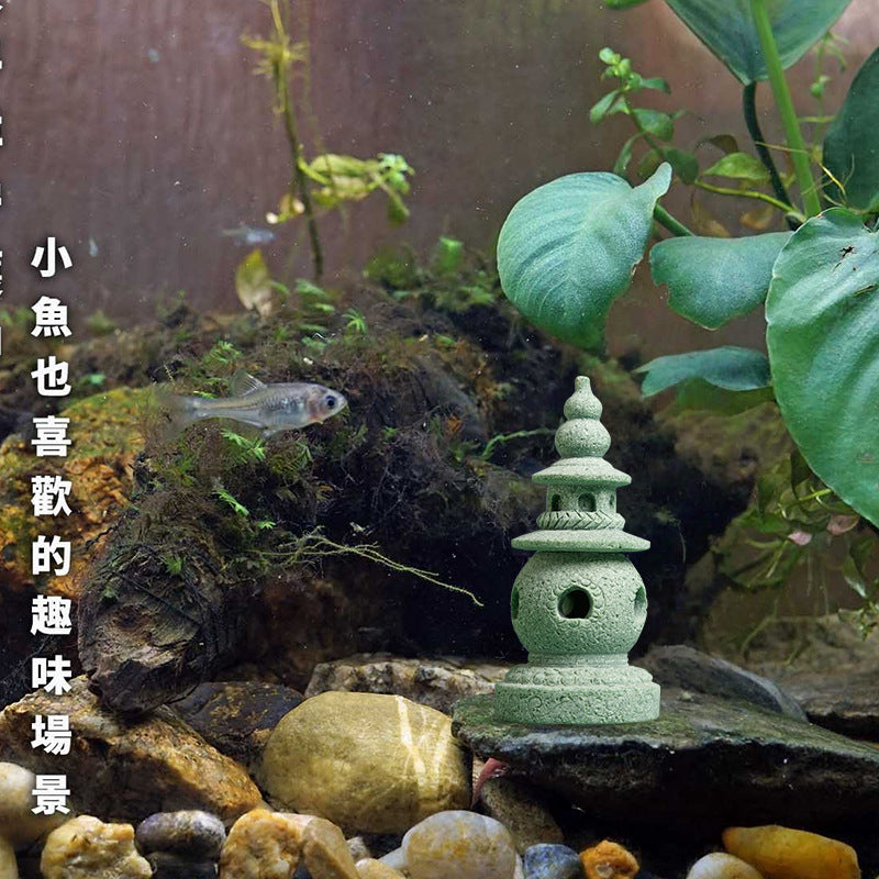 zensoullab Three Pools of Moonlight Small Stone Tower Chinese Style Palace Lantern Antique-Style Ornament Fish Tank Landscaping Micro Landscape Rockery Bonsai Small Decoration