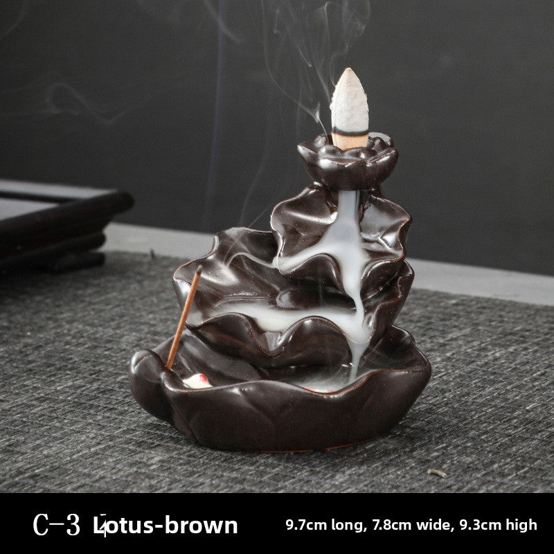 zensoullab Backflow Incense Burner Creative Home Decor Ceramic Burner Craft Zen Double Fish Backflow Sandalwood Ornament