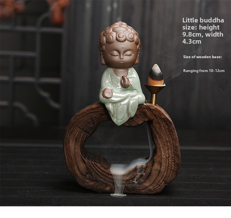 zensoullab Yunshang Tea Pet Ornament Creative Little Monk Purple Clay Backflow Incense Burner Tea Set Accessories Home Office Art Ornament