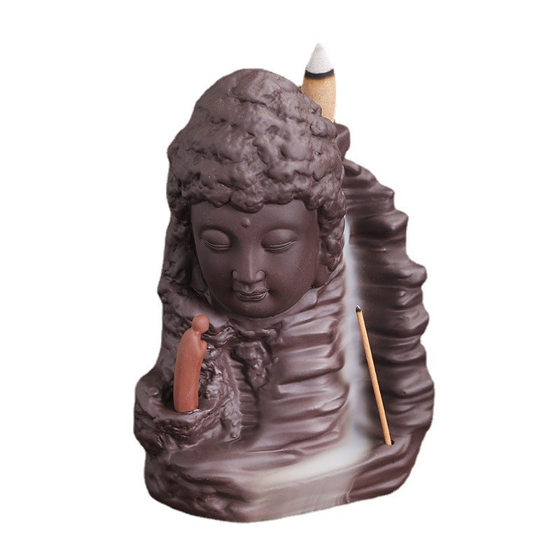 zensoullab Purple Clay New Arrival Tathagata Backflow Incense Burner Creative Mountain Water Tower Incense Backflow Incense Burner Home Decoration