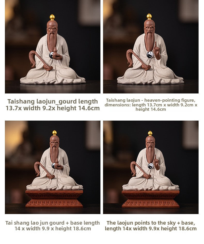 zensoullab Zen Style Chinese Ceramic Taishang Laojun Three Pure Ones Taoist Patriarch Yuanshitianzun Living Room Creative Home Decor Antique Shelf Ornament