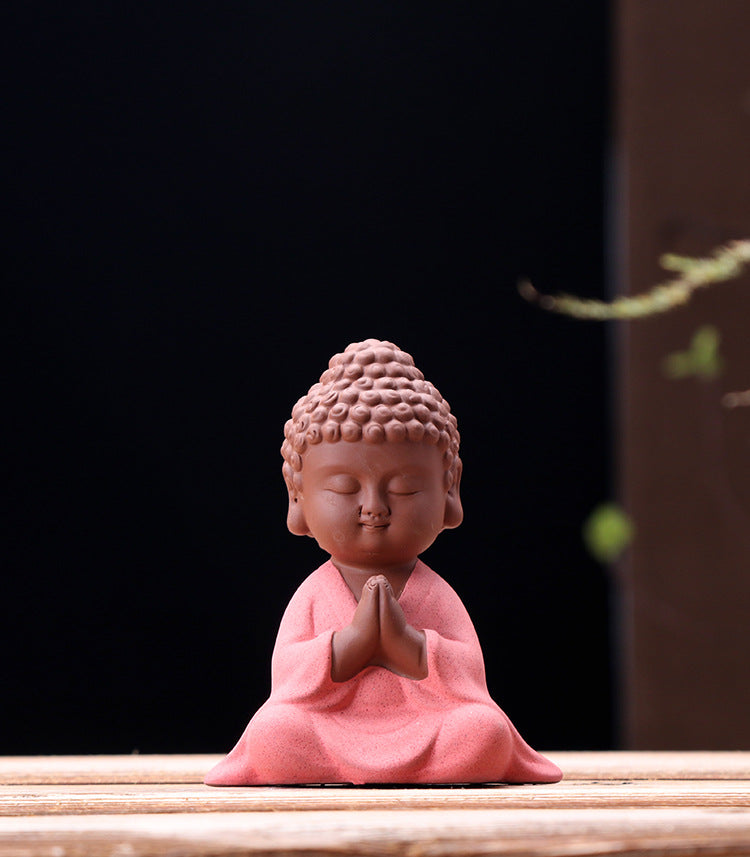 zensoullab Premium Handmade Purple Clay Buddha Tea Pet Tea Ceremony Tea Tray Accessories Car Dashboard Decoration Home Zen Ornament