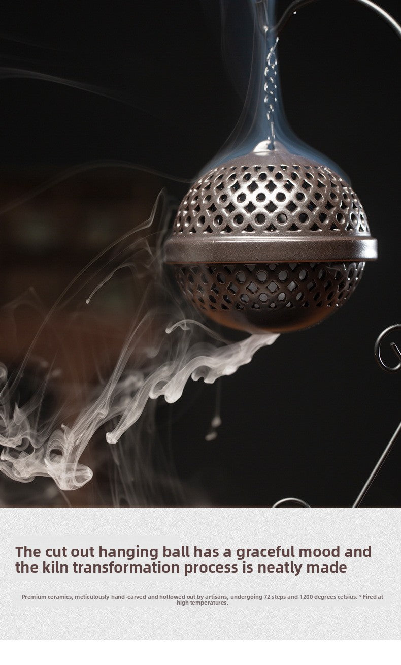 zensoullab Zen Hollow Backflow Incense Burner Aromatherapy Ball Hanging Burner Home Tea Ceremony Indoor Hanging Incense Holder Creative Ornament