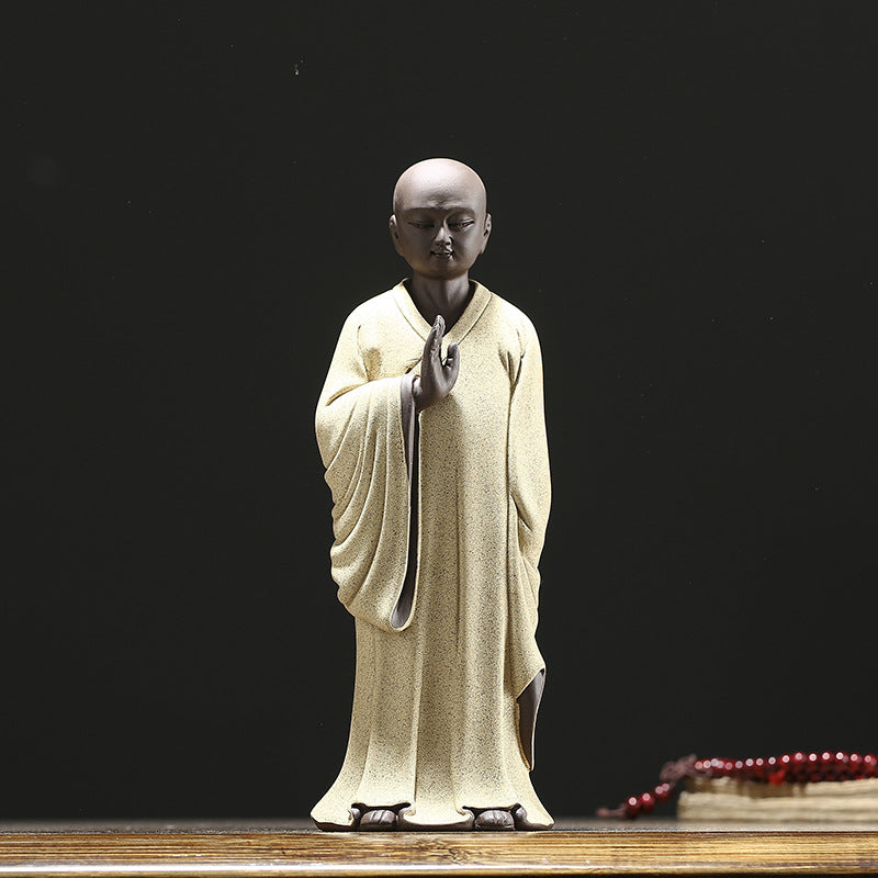 zensoullab Zen Purple Clay Little Monk Tea Pet Figure Zen Monk Little Novice Tea Ceremony Desktop Entrance Living Room Fish Tank Chinese Style Ornament