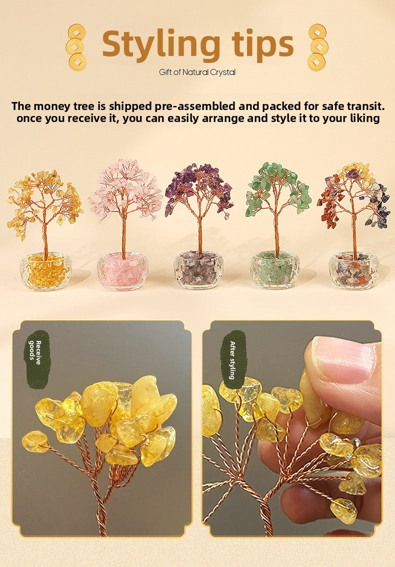 zensoullab Natural Crystal Tree Citrine Money Tree Crystal Tree of Life Wealth Tree Office Crystal Ornament
