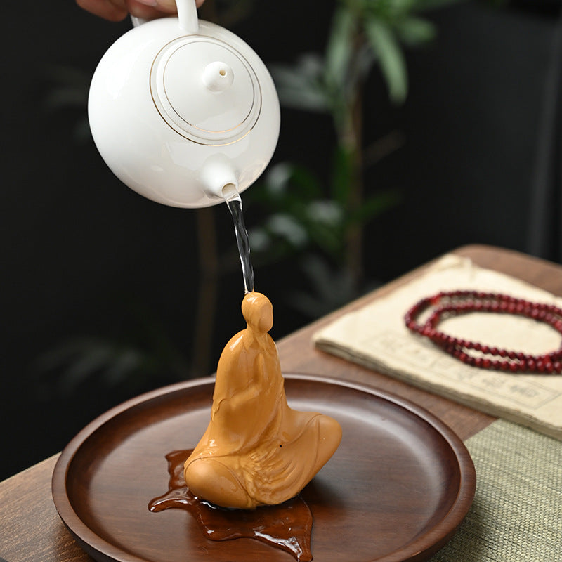 zensoullab Clay Yixing Zisha Zen Buddha Small Monk Can Cultivate Mind Handmade Tea Pet Tea Ceremony Accessories Home Decoration