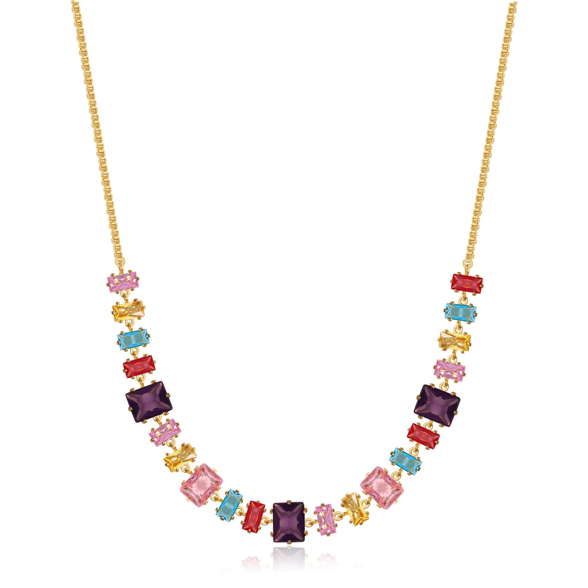 zensoullab Jewelry Necklace Light Luxury Inlaid Geometric Colorful Zircon Jewelry Collarbone Chain Dopamine High-end Niche Women