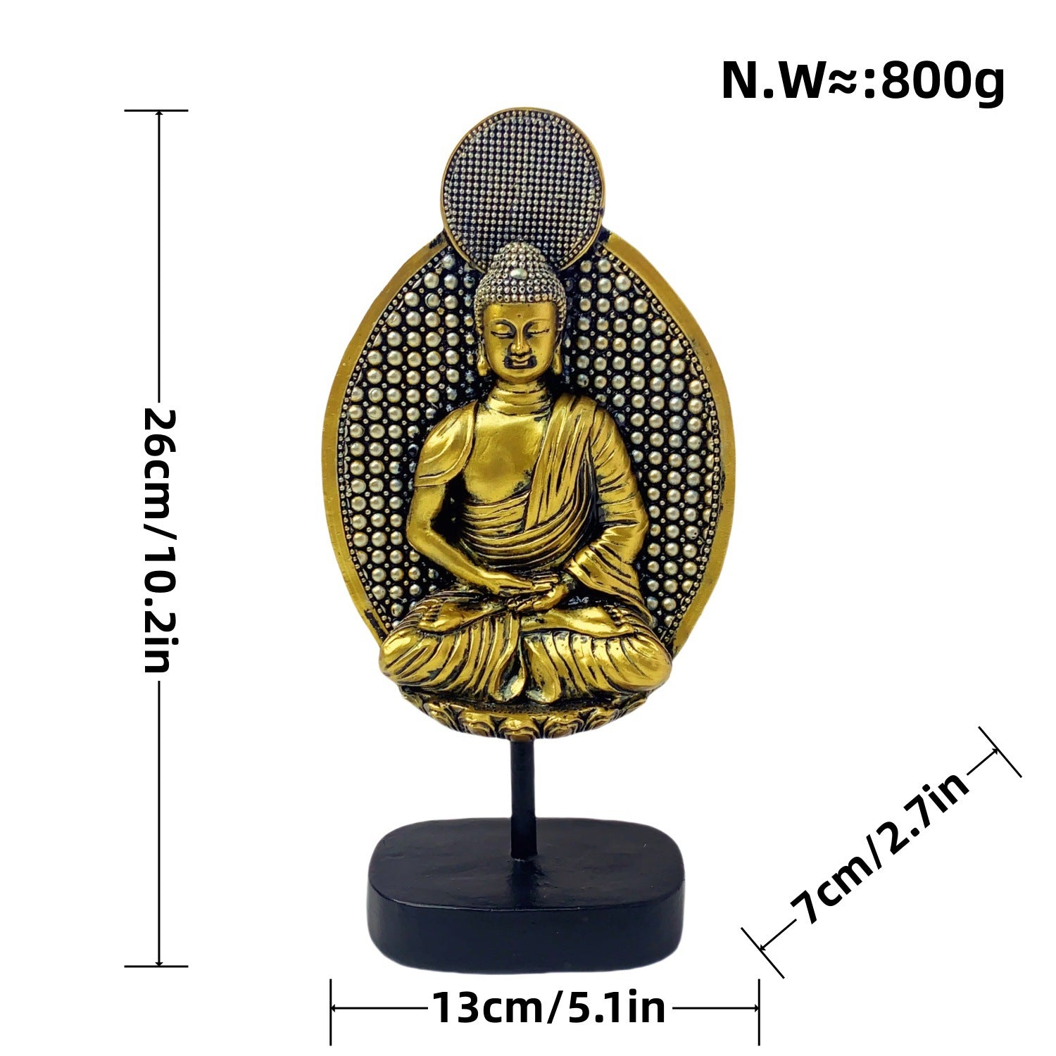 zensoullab New Chinese Style Buddha Statue Ornament Resin Painted Gold-Plated Small Buddha Statue Retro Zen Buddha Head Home Tea Room Decoration