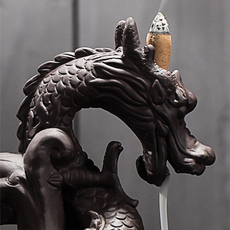 zensoullab Large Purple Clay Dragon Backflow Incense Burner Tea Ceremony Ornament Creative Incense Burner Dragon Home Decor Incense Original