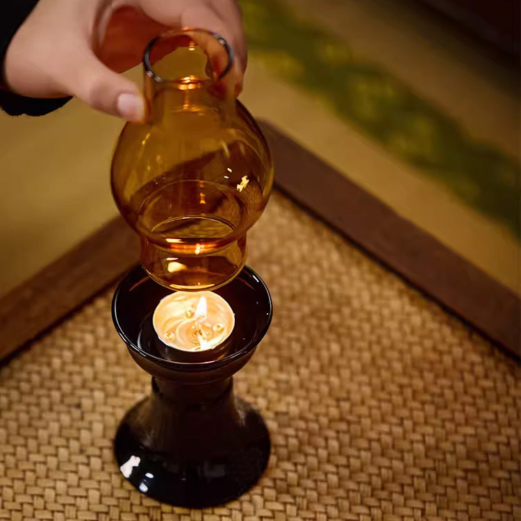 zensoullab Empty Illusion Candle Holder Home Aromatherapy Glass Ornament High-end Vintage Chinese Zen Creative Atmosphere Lamp Ancient Style