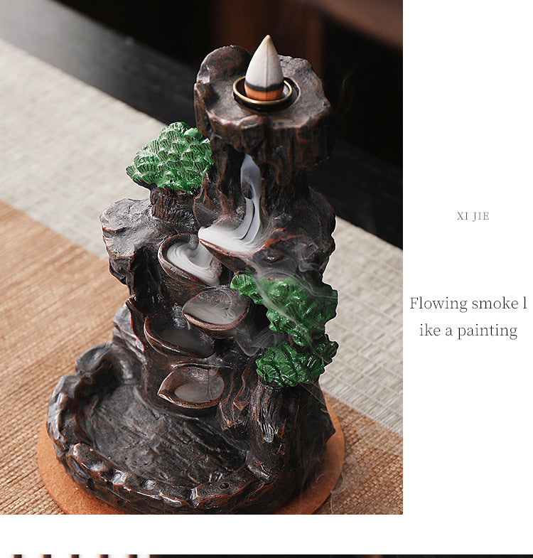 zensoullab Creative Mountain Water Backflow Incense Burner High-end Large Incense Burner Water Flow Incense Tea Ceremony Home Decoration Backflow Incense