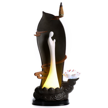 zensoullab Creative Backflow Incense Burner for Home Indoor Chinese Zen Tea Tray Tea Ceremony Decoration Living Room Tea Art Small Ornament Aromatherapy Burner