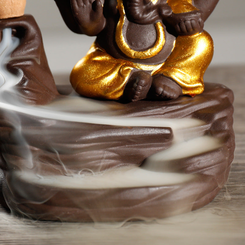 zensoullab Purple Clay Tower Incense Burner Thai Treasure Elephant Smoke Backflow Incense Burner Creative Southeast Asian Home Fragrance Ornament