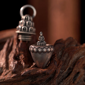 zensoullab Buddha Pagoda Pendant Thai Silver Unisex Tibetan Chinese Style Retro Hanging Pendant Tibetan Style Protective Buddha Pendant