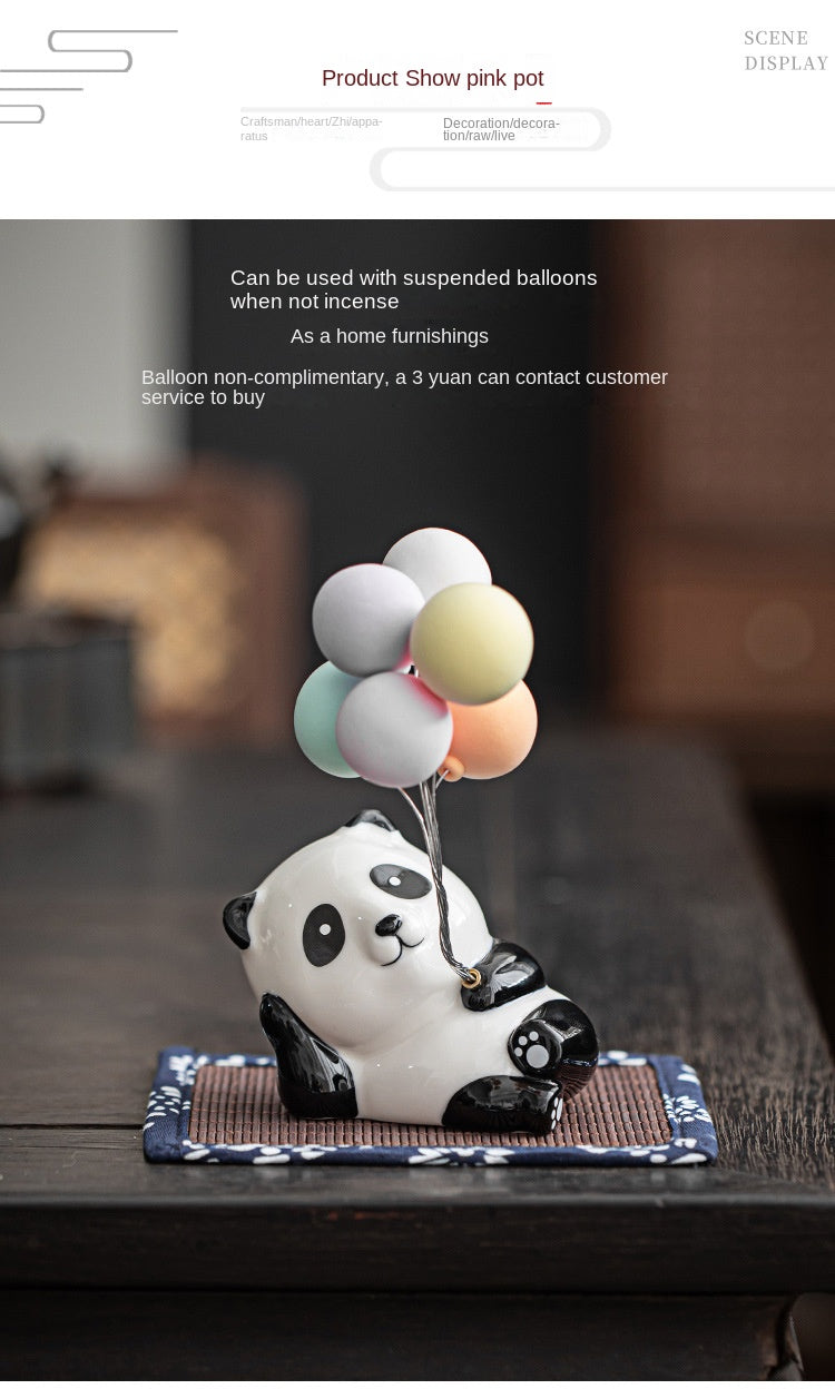 zensoullab Creative Cute Panda Hand-painted Ceramic Ornament Tea Pet Home Indoor Sandalwood Incense Holder Incense Tray Incense Stand