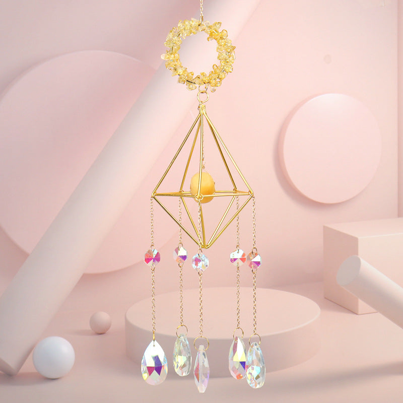 zensoullab Sun Catcher Crystal Air Frame Round Pendant Light Garden Decoration Pendant Light Crystal Hanging Ornament T18