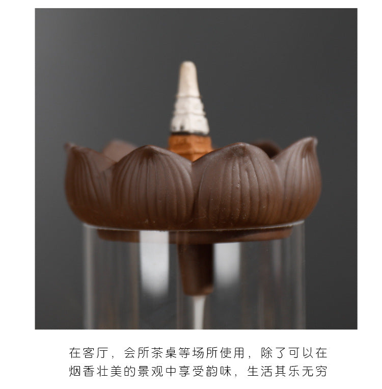 zensoullab Rulai Zen Windproof Cover Backflow Incense Burner Creative Purple Clay Yearly Abundance Backflow Burner Home Decor