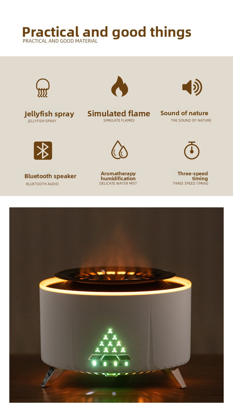 zensoullab Creative Flame Aromatherapy Diffuser White Noise Volcanic Lava Humidifier Desktop Simulation Jellyfish Smoke Ring Diffuser
