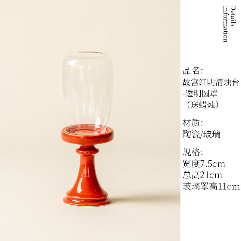 zensoullab Bamboo Leaf Green Ming Qing Candle Holder Glass New Chinese Style Aromatherapy Candle Tea Room Atmosphere Small Candle Holder Tea Ceremony Ornament