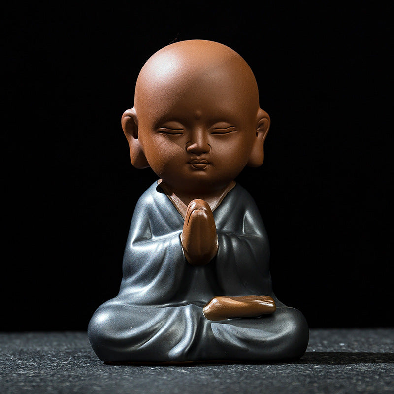 zensoullab Premium Yixing Zisha Little Monk Tea Pet Tea Tray Kung Fu Tea Set Accessories Ceramic Zen Little Sha Mu Figurine