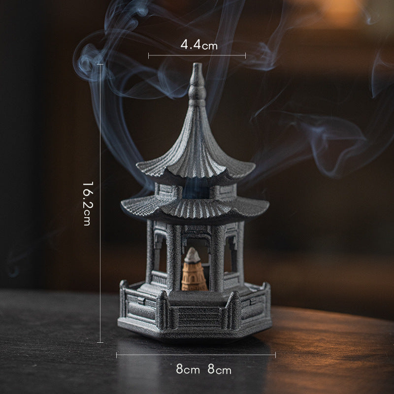 Zensoullab Creative Ceramic Hexagonal Pavilion Tower Incense Burner Home Indoor Incense Burner Zen Tea Room Incense Box Decoration the Machine of Incensing