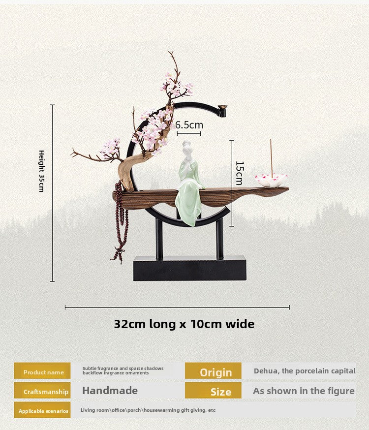 zensoullab New Chinese Style Backflow Incense Ornament Creative Lamp Ring Home Aromatherapy Burner Office Living Room Entrance Desktop Decoration
