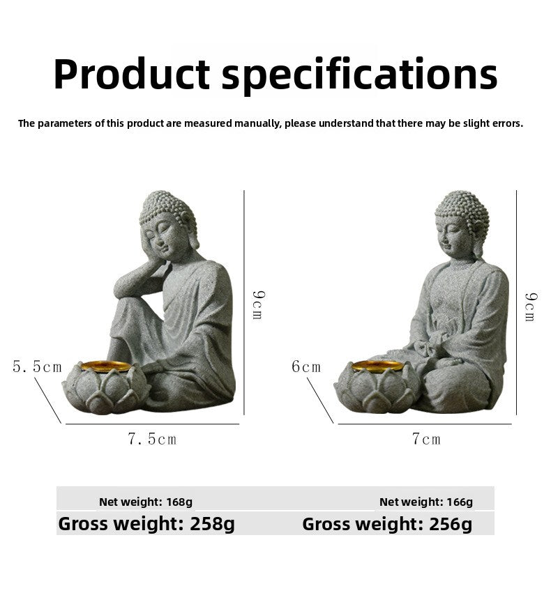 zensoullab New Green Sand Stone Buddha Statue Ornament Aromatherapy Decoration Living Room Zen Tea Tabletop Stone Small Sitting Buddha Incense Burner Ornament