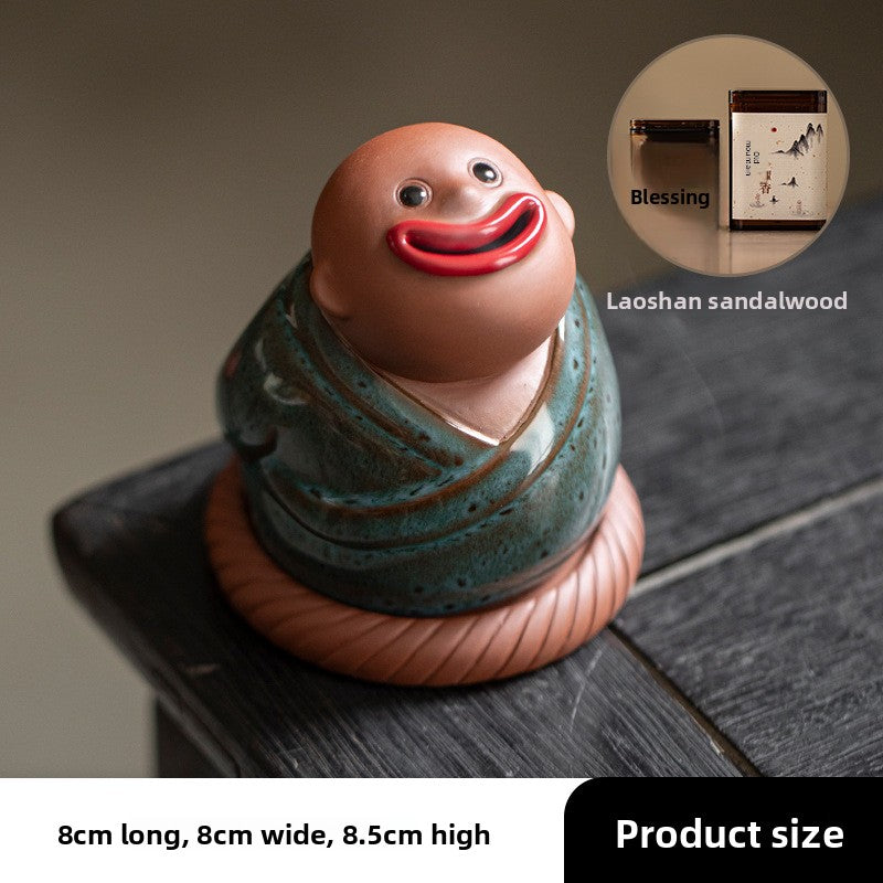 zensoullab Creative Little Monk Incense Burner Cute Aromatherapy Burner Ornament Zen Style Home Indoor Agarwood Sandalwood Incense Burner Incense Box