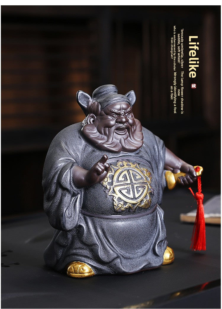 zensoullab Creative Ceramic Zhongkui Figurine Chinese Zen Style Character Ornament Home Living Room Tea Room Entrance Decoration Craft Gift