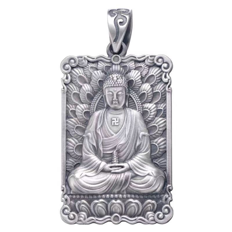 Zensoullab Men's Accessories Bhaisajyaguru Vintage Distressed Pendant Men's Necklace Three Treasures Buddha Statue Amulet High-Grade Exquisite Ornament