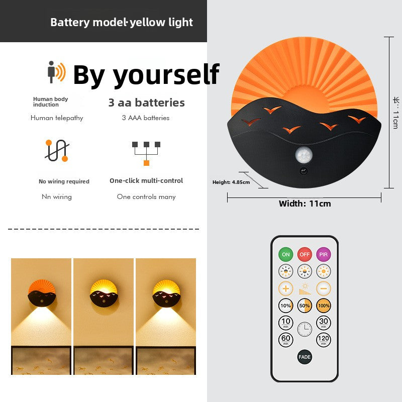 zensoullab Sunrise on the Sea Human Body Sensor Lamp USB Charging Magnetic Wall Lamp Remote Control Timer Stepless Dimming LED Night Light