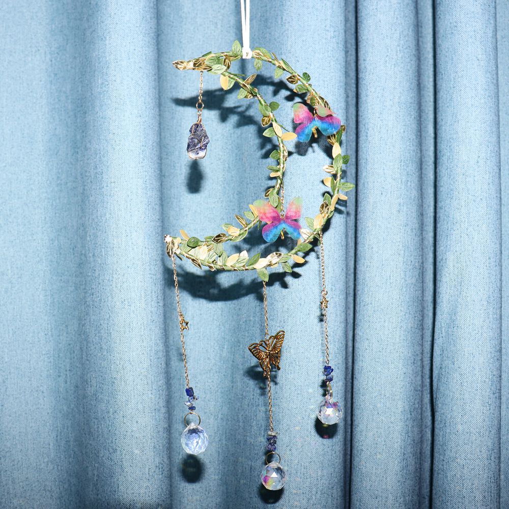 zensoullab Sun Catcher Wrapped Bougainvillea Angel Butterfly Tree Leaf Moon Wind Chime Garden Hanging Ornament Crystal Ball Decoration