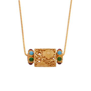 zensoullab S925 Sterling Silver Ancient Gold Craft Vintage Pendant Jewelry Elegant Versatile Pendant Ethnic Jewelry Women's Necklace