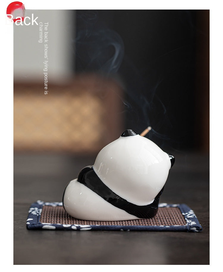 zensoullab Creative Cute Panda Hand-painted Ceramic Ornament Tea Pet Home Indoor Sandalwood Incense Holder Incense Tray Incense Stand