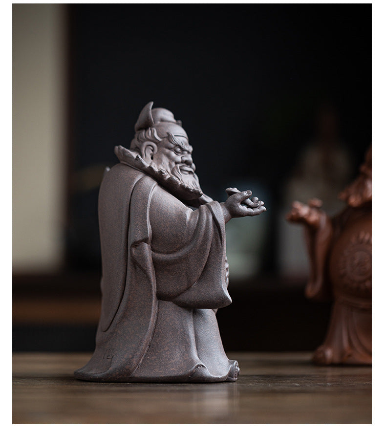 zensoullab Zen Style Chinese Purple Clay Zhongkui Blessing Figurine Creative Home Living Room Study Entrance Craft Decoration Ornament