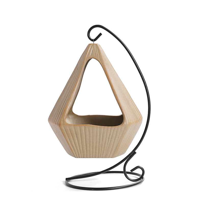 Iron Rack Hanging Basket Ceramic Incense Burner Creative Ceramic Sage Peruvian Wood Tray Home Indoor Atmosphere Ornament