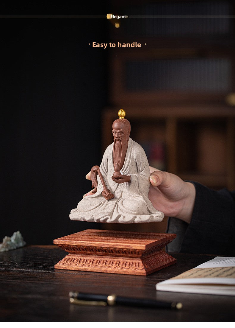 zensoullab Zen Style Chinese Ceramic Taishang Laojun Three Pure Ones Taoist Patriarch Yuanshitianzun Living Room Creative Home Decor Antique Shelf Ornament