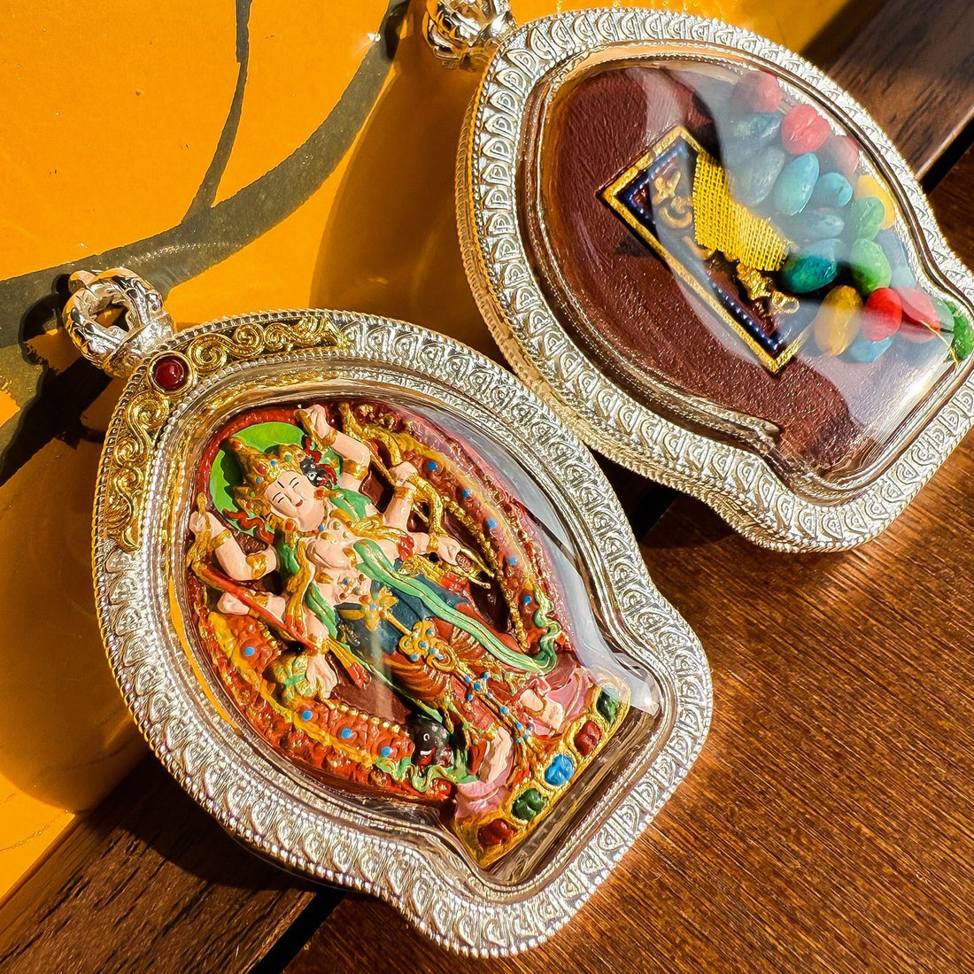 zensoullab Moli Zhi Tian Wu Box Pendant Hand-painted Rubbing Three-dimensional Tibetan Silver Thangka Buddha Amulet Doumu Yuanjun Men and Women Necklace