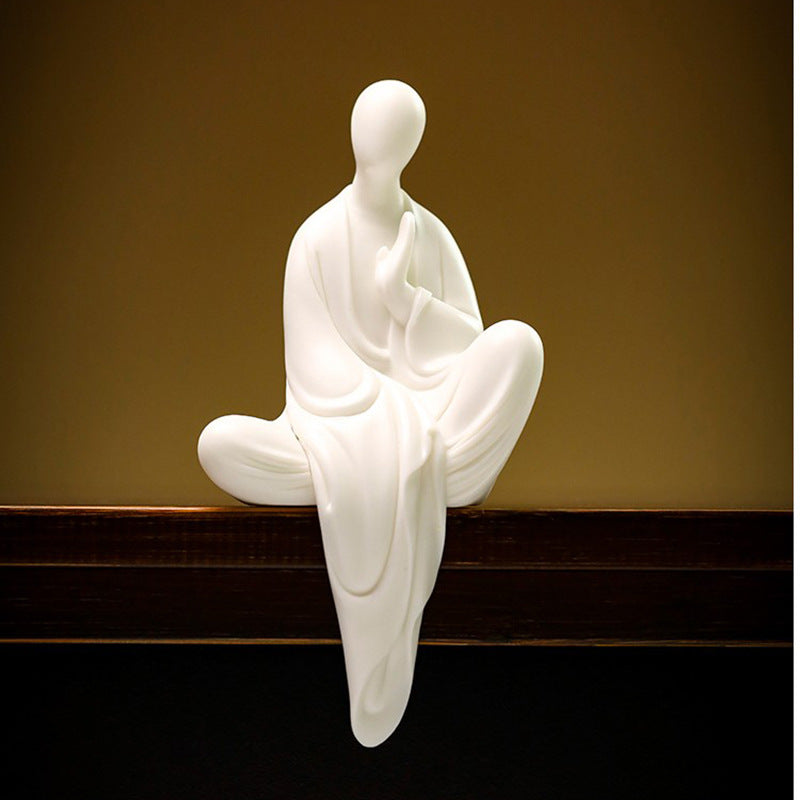 zensoullab Zen Ceramic Formless Buddha Figure Chinese Style Small Monk Ornament Small Monk Entrance Living Room Study Creative Decoration Display