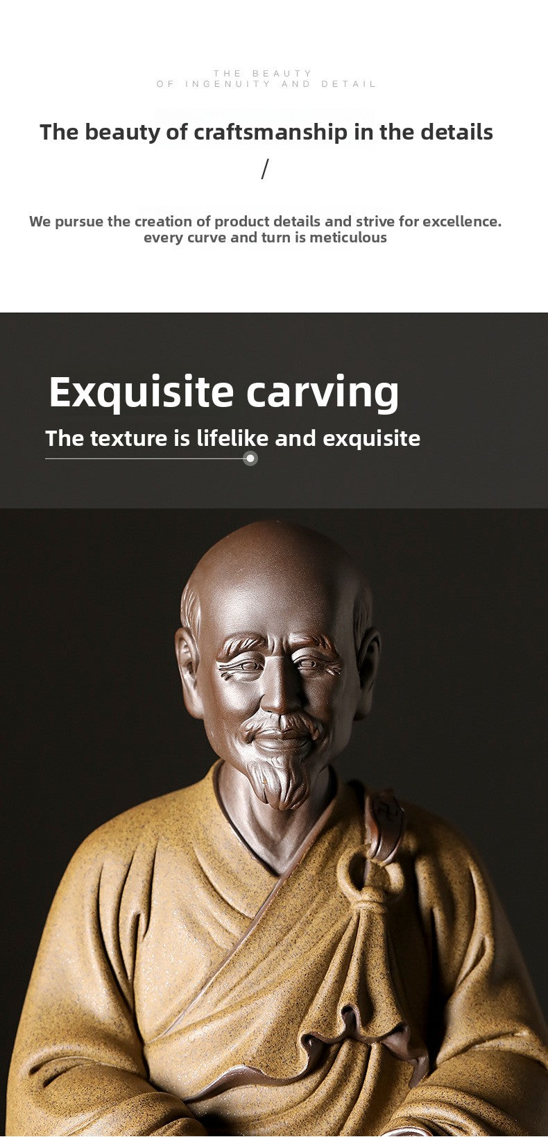 zensoullab Ceramic Master Hongyi Figure Large Ornament New Chinese Zen Style Home Office Desktop Decoration Craft Statue