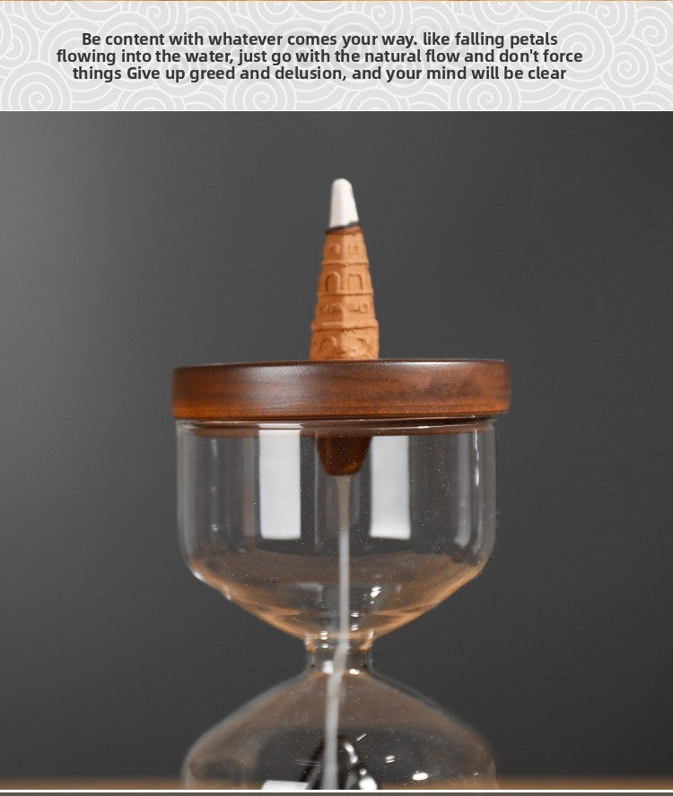 zensoullab Ceramic Backflow Incense Burner Windproof Cover Creative Mountain Water Flowing Ornamental Smoke Backflow Aromatherapy Burner Craft Decoration