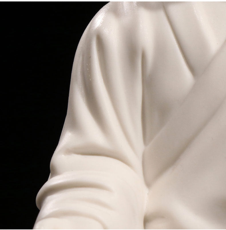 zensoullab Zen Style Dehua White Porcelain Little Monk Figurine Ceramic Little Novice Little Buddha Figure New Chinese Style Living Room Entrance Decoration