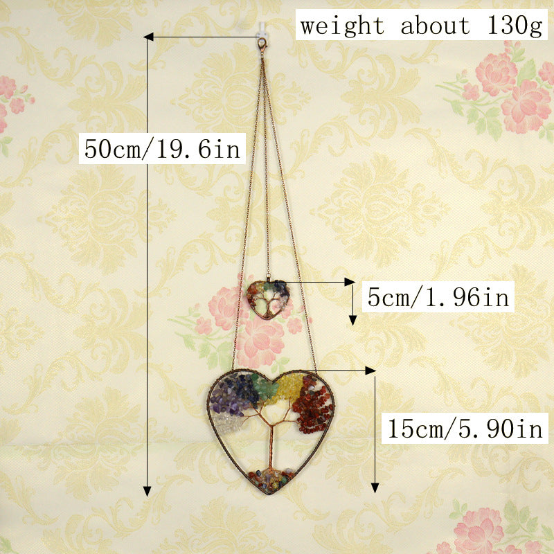 zensoullab Natural Crushed Stone Crystal Heart-shaped Tree of Life Dream Catcher Hanging Decoration Curtain Pendant