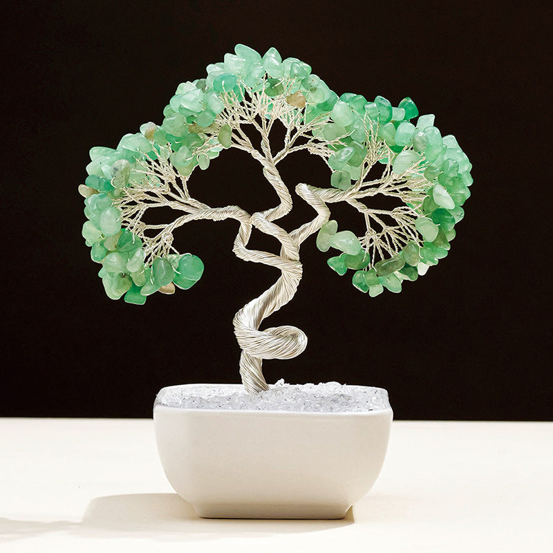 zensoullab Natural Aquamarine Crystal Raw Stone Tree of Life Wealth-Attracting Desktop Office Ornament Crystal Craft