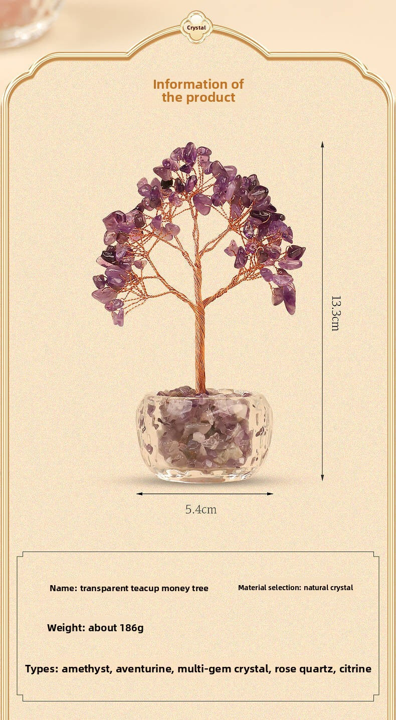 zensoullab Natural Crystal Tree Citrine Money Tree Crystal Tree of Life Wealth Tree Office Crystal Ornament