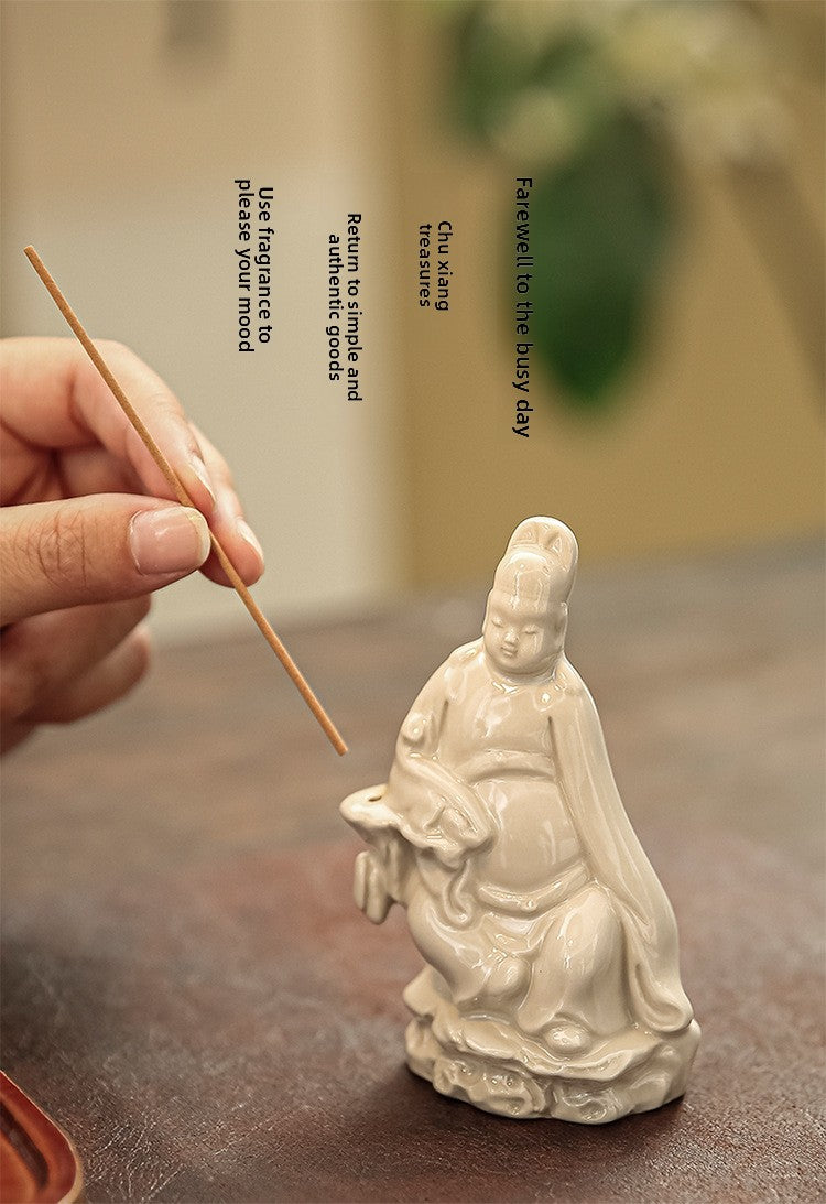 Zensoullab Creative New Chinese Ceramic Small Wenchang Incense Burner Decoration Home Indoor Decoration Sandalwood Incense Incense Ceremony Incense Holder