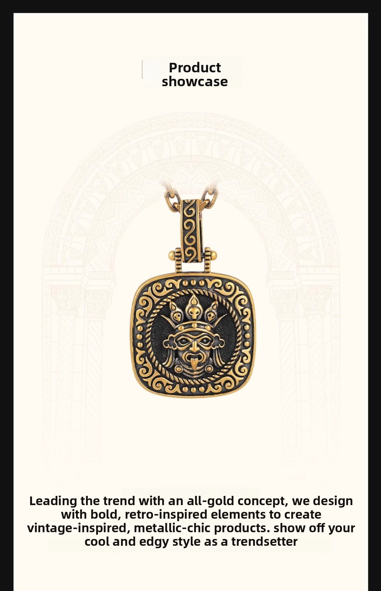 zensoullab Vintage Black Gold Pendant for Women Copper Plated Ancient Gold Pendant Hanging Pendant Zakiram Men's Trendy High-end Necklace