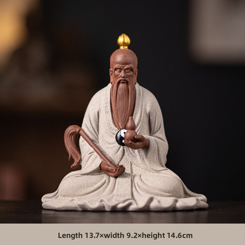 zensoullab Zen Style Chinese Ceramic Taishang Laojun Three Pure Ones Taoist Patriarch Yuanshitianzun Living Room Creative Home Decor Antique Shelf Ornament